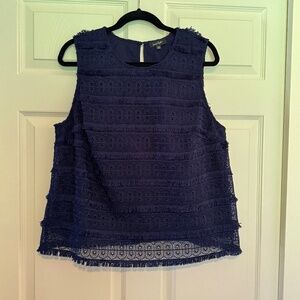 Lord & Taylor Size XL/TG Navy Blue Sleeveless Knit Top
